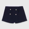 Tweed short met contrasterende tailleband