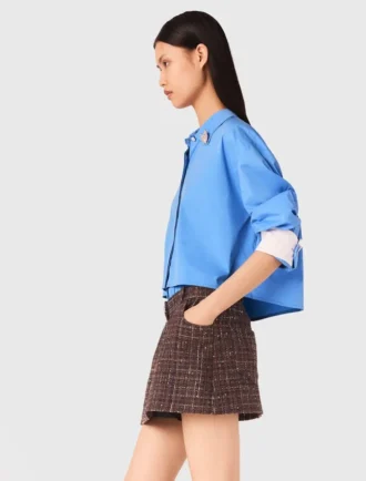 Tweed short met elastische tailleband