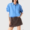 Tweed short met elastische tailleband