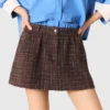 Tweed short met elastische tailleband