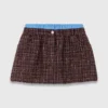 Tweed short met elastische tailleband