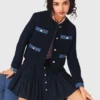 Tweedjasje met denimrand