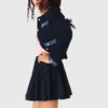 Tweedjasje met denimrand