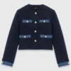 Tweedjasje met denimrand