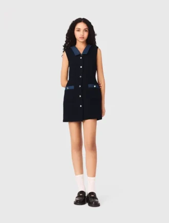 Tweedjurk met denimdetails