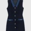 Tweedjurk met denimdetails