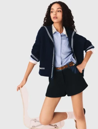 Tweedshort met denimdetails