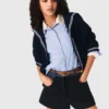Tweedshort met denimdetails