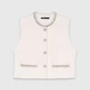 Tweedvest met parelrand