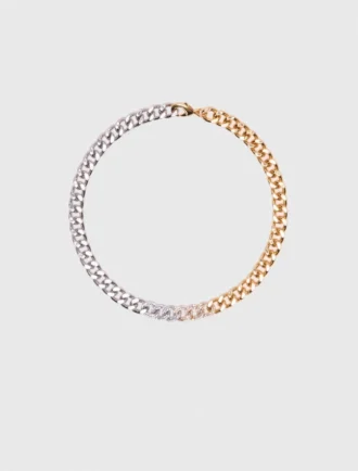 Tweekleurige ketting met schakels van strass