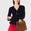 M Bag met franjes van suède