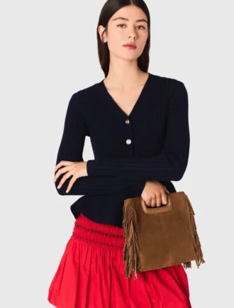 M Bag met franjes van suède