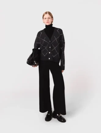 Vest met ruitmotief en strass