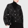 Vest met ruitmotief en strass
