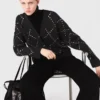Vest met ruitmotief en strass