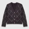 Vest met ruitmotief en strass