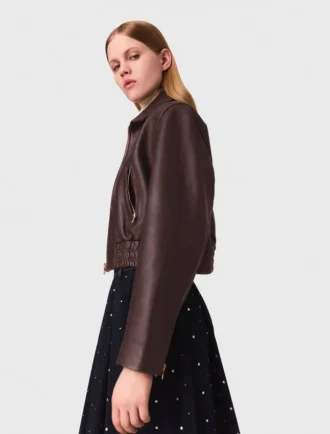 Vintage leren cropped jasje