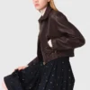 Vintage leren cropped jasje