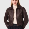 Vintage leren cropped jasje