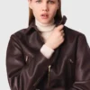 Vintage leren cropped jasje