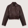 Vintage leren cropped jasje