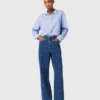 Wide jeans met strass-steentjes
