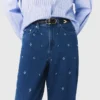 Wide jeans met strass-steentjes