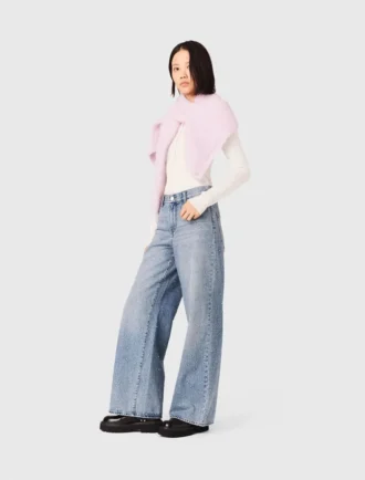 Wide-leg jeans met all-over strass