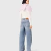 Wide-leg jeans met all-over strass