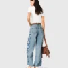 Wijd uitlopende jeans met bloemenborduursel