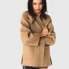 Wollen mantel met afneembare capuchon