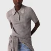 Wollen poloshirt met kraag met strass-steentjes