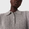 Wollen poloshirt met kraag met strass-steentjes