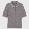 Wollen poloshirt met kraag met strass-steentjes